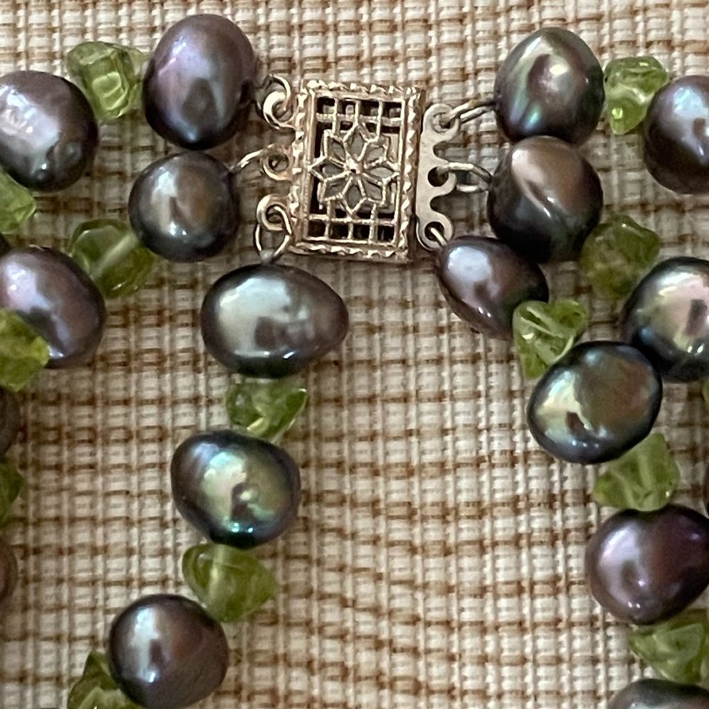 Ross Simons 3 Strand Black Cultured Pearl, Amethyst/Assorted Stone Necklace - Picture 2 of 13